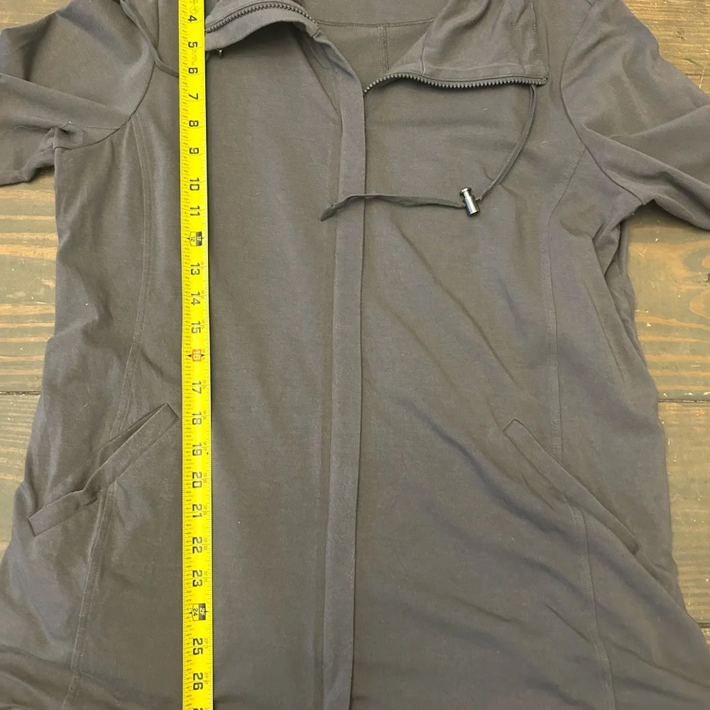 EILEEN FISHER Jacket L Organic Cotton Jersey Longline Hoodie Full Zip‎ Gray USA